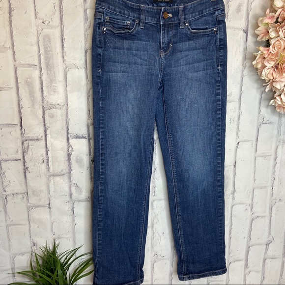 White House Black Market acid wash crop jeans Sz 2 - Picture 2 of 9